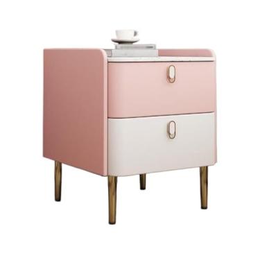 Imagem de Mesa de cabeceira de madeira maciça extra estreita pequena moderna leve luxo armário de armazenamento quarto rosa quarto (XS)
