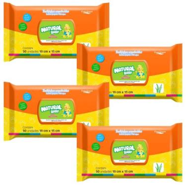 Imagem de Toalhas Umedecidas Natural Baby 50 Unidades Flip Top, kit4unidades