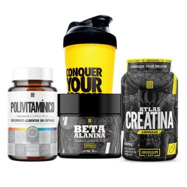 Imagem de Kit Polivitamínico 60 Cáps + Atlas Creatina 60 caps + Beta Alanina + Coqueteleira 600ml-Unissex