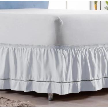 Imagem de Saia Para Cama Box Com Ponto Palito E Elástico Tamanhos Casal Padrão -
