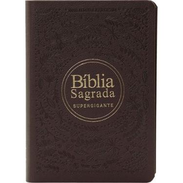 Imagem de Bíblia Sagrada  Letra Supergigante  Naa  Capa Luxo Vinho Folha - Sbb