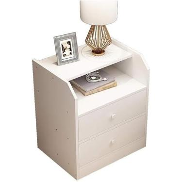 Imagem de Mesa de cabeceira de madeira com design de gaveta dupla, mesa de cabeceira, móveis de quarto (cor: B) (A)