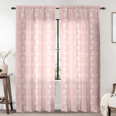 Imagem de Cortinas florais transparentes para quarto de meninas, vintage botânica, filtragem de luz, privacidade, semitransparentes, flores de folha, cortinas fofas para berçário de crianças 213 cm de