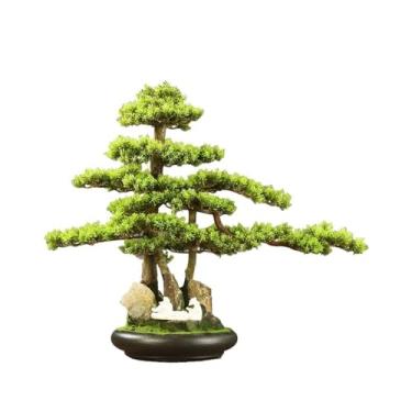 Imagem de Plantas falsas, árvore de bonsai artificial com vaso de cerâmica, plantas falsas decorativas para sala de estar, escritório, decoração de sala de chá