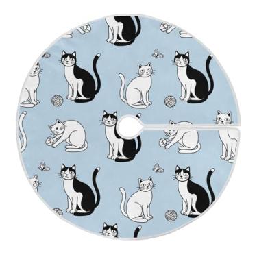 Imagem de Qilmy Saia de árvore de Natal de camurça para brincar com bolas de pelo de 89,9 cm, adequada para ambientes internos e externos, festa, escritório, armário 138