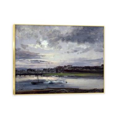 Imagem de NHLDZYH Moldura dourada. Reprodução de arte famosa de J.C. Dahl, arte em tela de paisagem romântica nórdica, decoração de parede elegante para sala de estar, escritório, pronta para pendurar