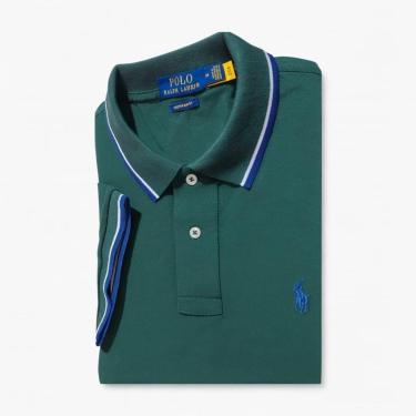 Imagem de Camisa Polo Verde Masculina R L Detalhe Azul-Masculino