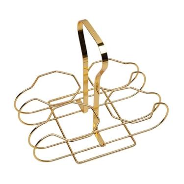 Imagem de Generic Organizador de garrafas de vinho e cerveja com alça, suporte para garrafas, cesto de armazenamento para vinhos, ideal para, e, Ouro