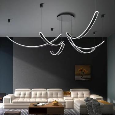 Imagem de Lustre moderno, 10 lâmpadas * 100 cm, luminária pendente dimerizável com controle remoto, luminária de teto de metal com altura ajustável, ideal para sala de estar, sala de jantar e restaura