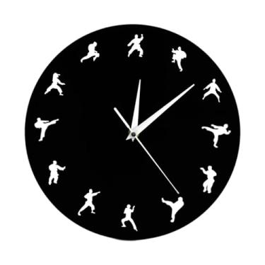 Imagem de WeiLaiKeQi Relógio de parede Kung Fu redondo, moderno e prático, um presente criativo e decorativo para escritório, sala de estar cozinha.