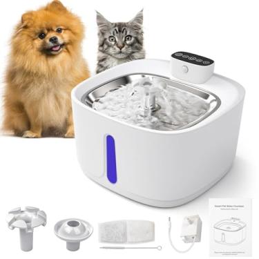 Imagem de Bebedouro Automático para Gatos, 3,2L Bebedouro Fonte Agua para Gato com Filtro e 2 bicos Silenciosa Inox 3 Modos Bebedouro para Gatos e Cães