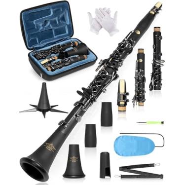 Imagem de AKLOT B Clarinete de concerto plano: Design de orifício de tom de precisão para entonação estável, teclas de níquel preto duráveis, incluindo estojo rígido de couro, barril, suporte, kit de limpeza