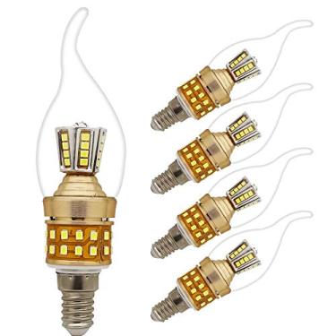 Imagem de Lâmpadas LED E14 tipo vela, 9W, equivalentes a 70W halógenas, 850lm, branco frio 6000K, para lustres, não dimerizáveis, com rosca Edison pequena, pacote com 4 unidades.