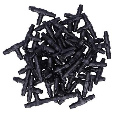 Imagem de Yosoo Conector T de 100 Peças, Conector de Irrigação por Gotejamento 4/7, de Mangueira, Acessórios de Irrigação de Jardim para Camas de Jardim, Fazendas, Gramados