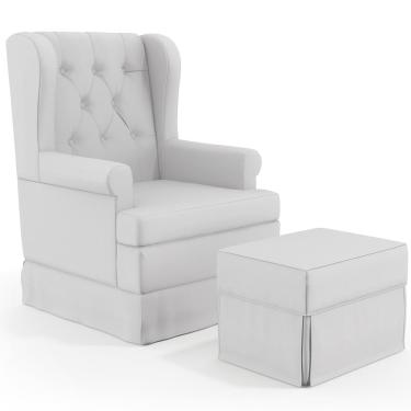 Imagem de Poltrona De Amamentação Com Balanço e Puff Helena P02 Capitonê Facto Branco - Lyam Decor