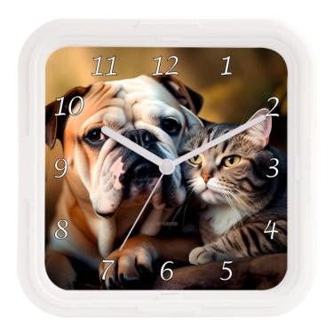 Imagem de Relógio De Parede Ambiente Ref: 119095-141 Branco Cão e Gato