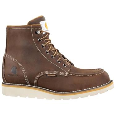 Imagem de Bota anabela feminina Carhartt à prova d'água 15 cm bico de aço, Brown Oil Tanned, 10