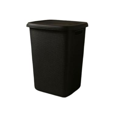 Imagem de Cesto Organizador de Roupas Grande 45L – Ideal para Lavanderia, Banheiro e Quarto(Preto)
