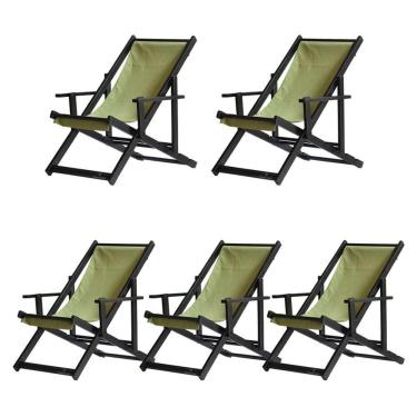 Imagem de Kit 5 Espreguiçadeiras Dobrável Black Cb-verde