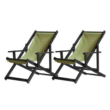 Imagem de Kit 2 Espreguiçadeiras Dobrável Black Cb-verde