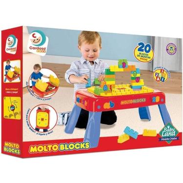 Imagem de Blocos de Montar BABY LAND Mesinha Criativa Azul com 20 Cardoso