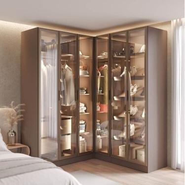 Imagem de Guarda Roupa Modulado de Canto Linear 4 Peças 6 Portas Orion Cabecasa Madeiraoriginals Mocha/Reflecta
