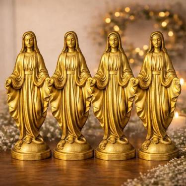 Imagem de Kit 4 Imagem Nossa Senhora das Graças 17,5cm Perolado Dourado - Mãos d