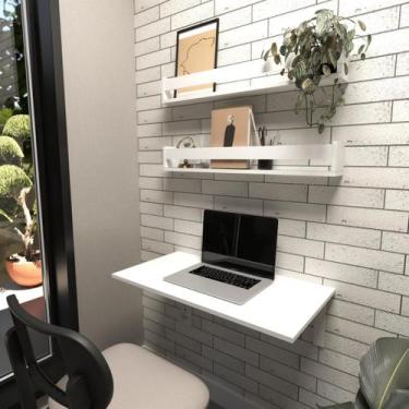 Imagem de Conjunto com 1 Escrivaninha Suspensa e 2 Prateleiras 100cm Branco - Br