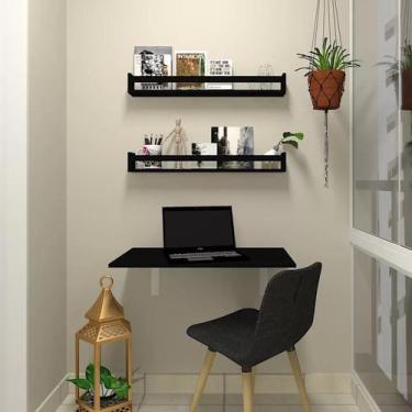 Imagem de Conjunto com 1 Escrivaninha Suspensa e 2 Prateleiras 60cm Preto - Bram