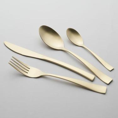 Imagem de Kit 24 peças faqueiro home&co madison inox dourado