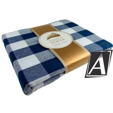 Imagem de Toalha de Mesa 4 Cadeiras Pic Nic Azul Marinho Algodão Xadrez - Guarat