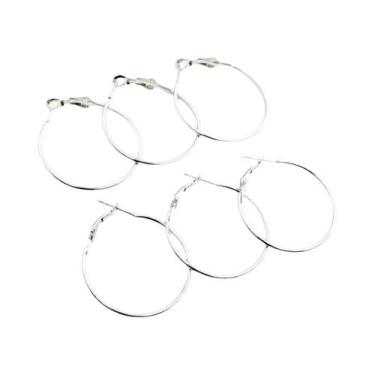 Imagem de Brincos De Argola Redondos Grandes Banhados a Ouro, 5 Cores, 20 Peças,