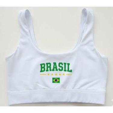 Imagem de Cropped Regata Brasil Torcida Hexa Verão 2026 - Generic, Branco