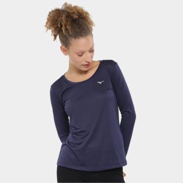 Imagem de Camiseta Mizuno Nirvana Manga Longa Feminina, Azul escuro, P