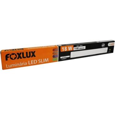 Imagem de Luminária LED Slim 18W Bivolt, Luz Branca (6.500K) Completa Foxlux