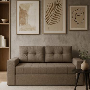 Imagem de Sofá Cama Casal Murilo 182cm em Tecido Linho Linho Cinza