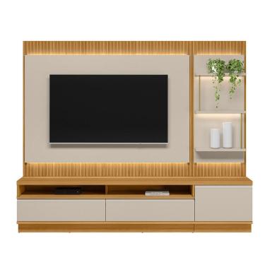 Imagem de Rack com Painel Ripado 1 Módulo Lateral Linea Brasil