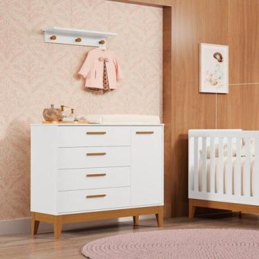 Imagem de Cômoda Sapateira para Quarto de Bebê Flip Branco Fosco - Móveis Reller