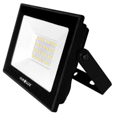 Imagem de Refletor led slim 30w biv preto 6500k - OUROLUX