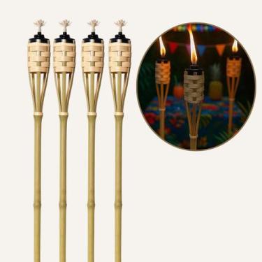 Imagem de Kit 4 Tocha de Bambu Para Decoração Luau Jardim Igreja Festa Junina Ar