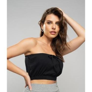 Imagem de Cropped Tomara Que Caia Malha Canelada Salvatore Fashion-Feminino