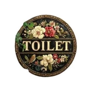 Imagem de Placa De Sinalização De Banheiro Retrô Com Efeito Madeira Vintage, Fác