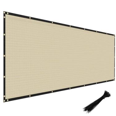 Imagem de Windscreen4less Tela de cerca de privacidade de 1,2 m x 1,5 m em bege com fixações e il...