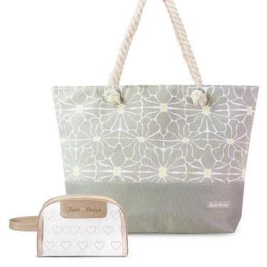 Imagem de Kit Bolsa De Praia + Necessaire Bege - Jacki Design
