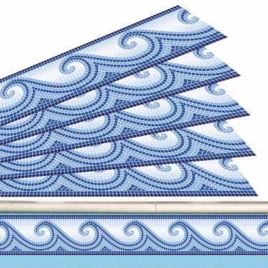 Imagem de 10 Adesivos Borda Piscina Mosaico Ondas Do Mar 100cmx15cm - Resitank