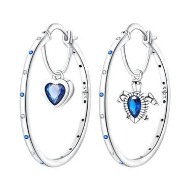 Imagem de Brincos Femininos De Prata Esterlina 925 Com Estrela E Lua, Zircônia A