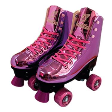 Imagem de Patins Shine Ajustável  com 4 Rodas Roxo Platinado Brilhante - Fenix 31 - 34