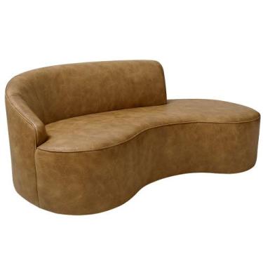Imagem de Sofá Curvo 2 Lugares 150cm Eron Braço Dir. Corano Sintético Caramelo -