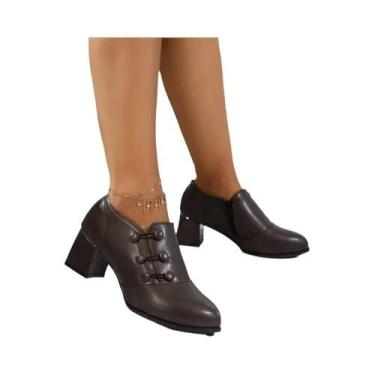 Imagem de Sapatos Femininos De Salto Alto Em Cores Sólidas Com Patchwork E Zíper