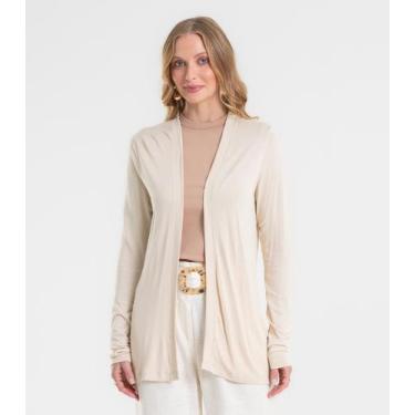 Imagem de Cardigan Feminino Visco Tricot Básico Rovitex Marrom, G, Marrom